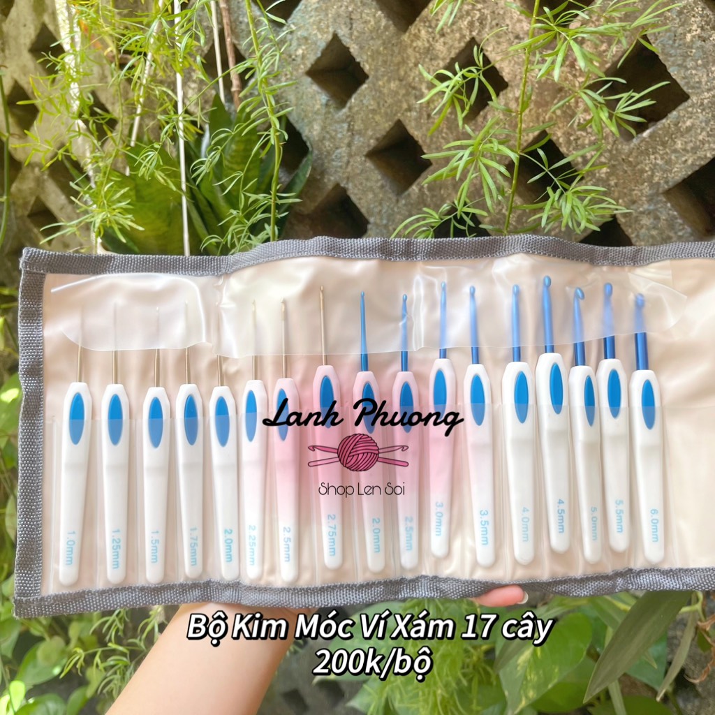 Bộ Kim Móc Ví Xám 17 Cây