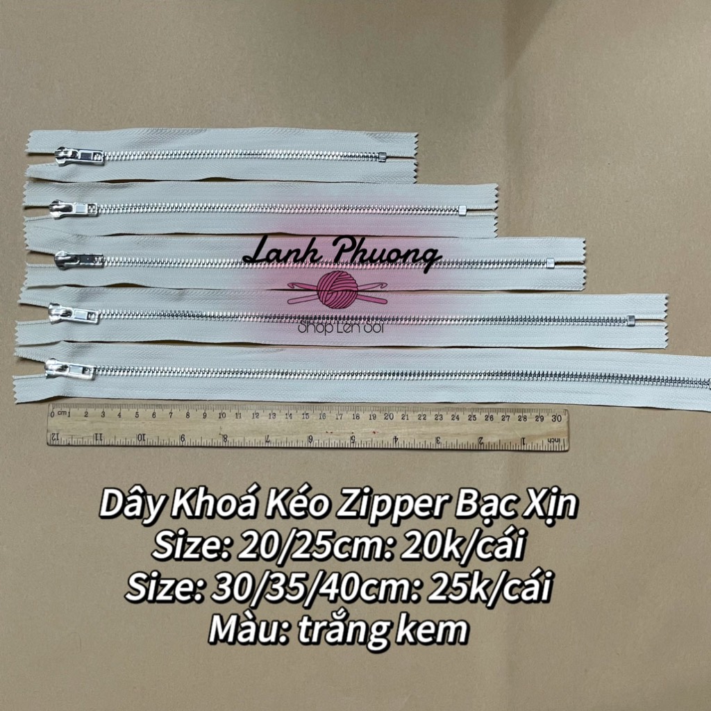 Dây Kéo Zipper Bạc Xịn