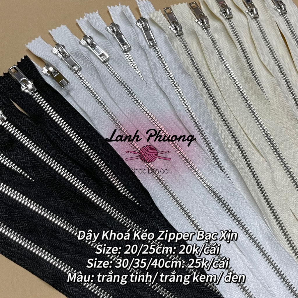 Dây Kéo Zipper Bạc Xịn