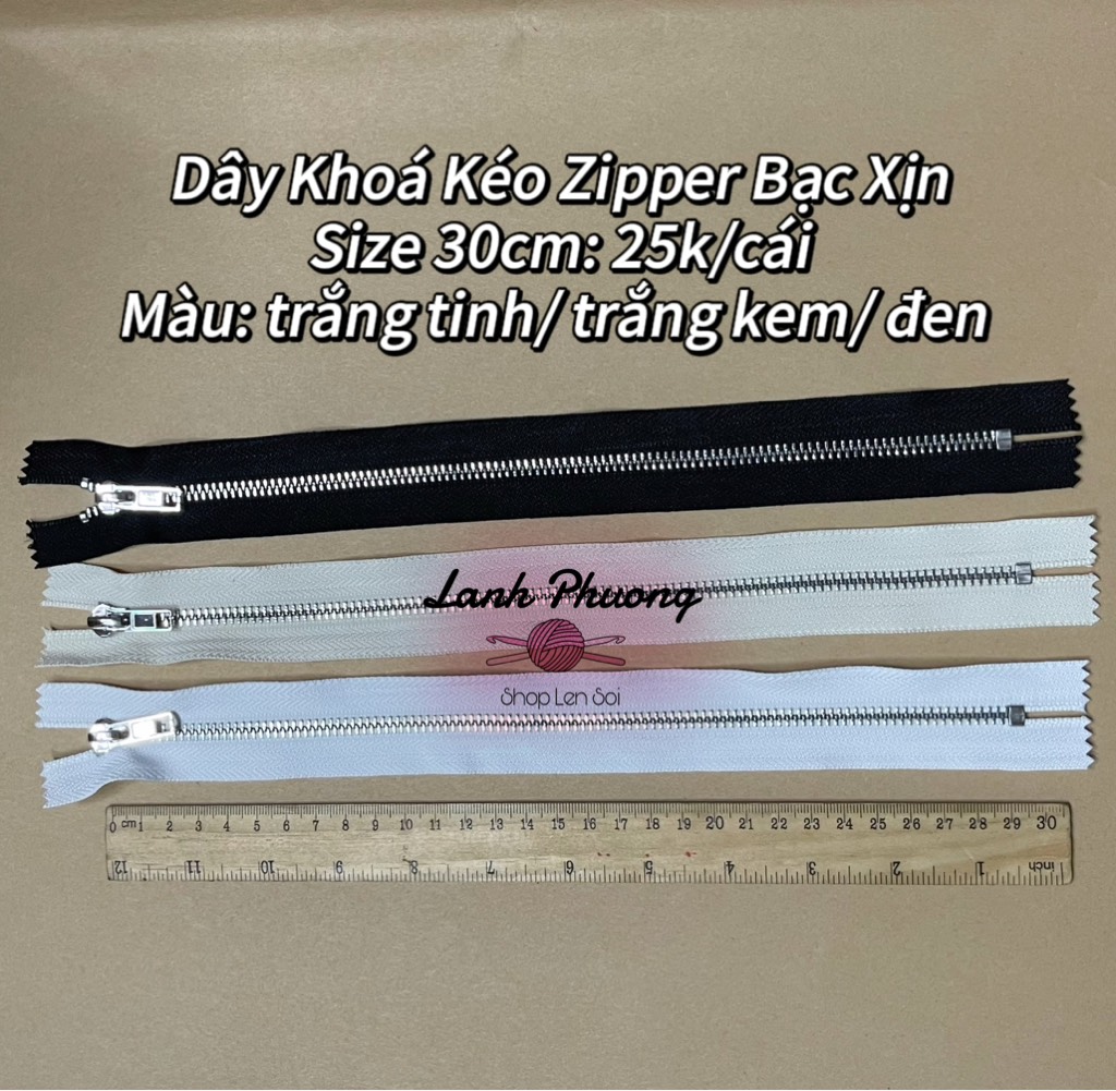 Dây Kéo Zipper Bạc Xịn