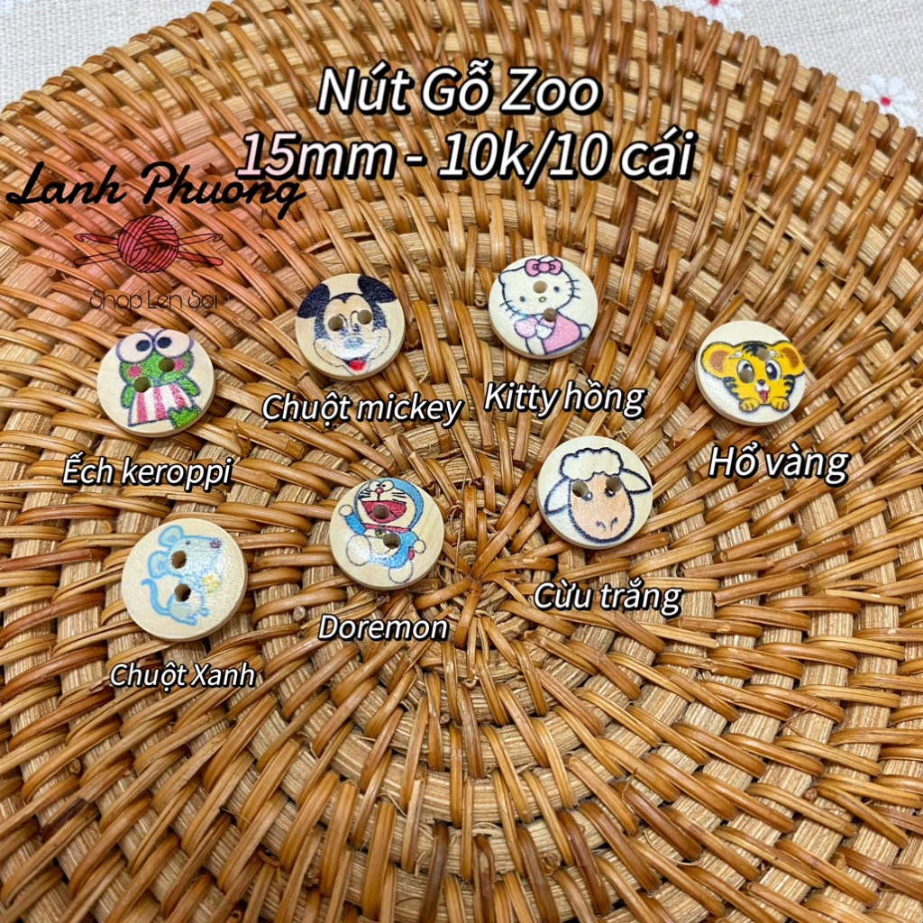 ⚫️Nút Gỗ Zoo (set 10 cái)