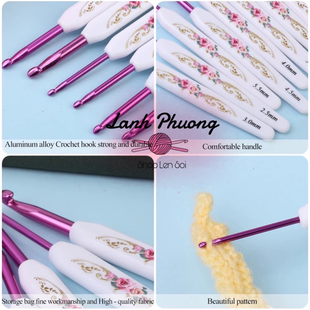 Bộ Kim Móc Ví Hoa Tím 16 Cây