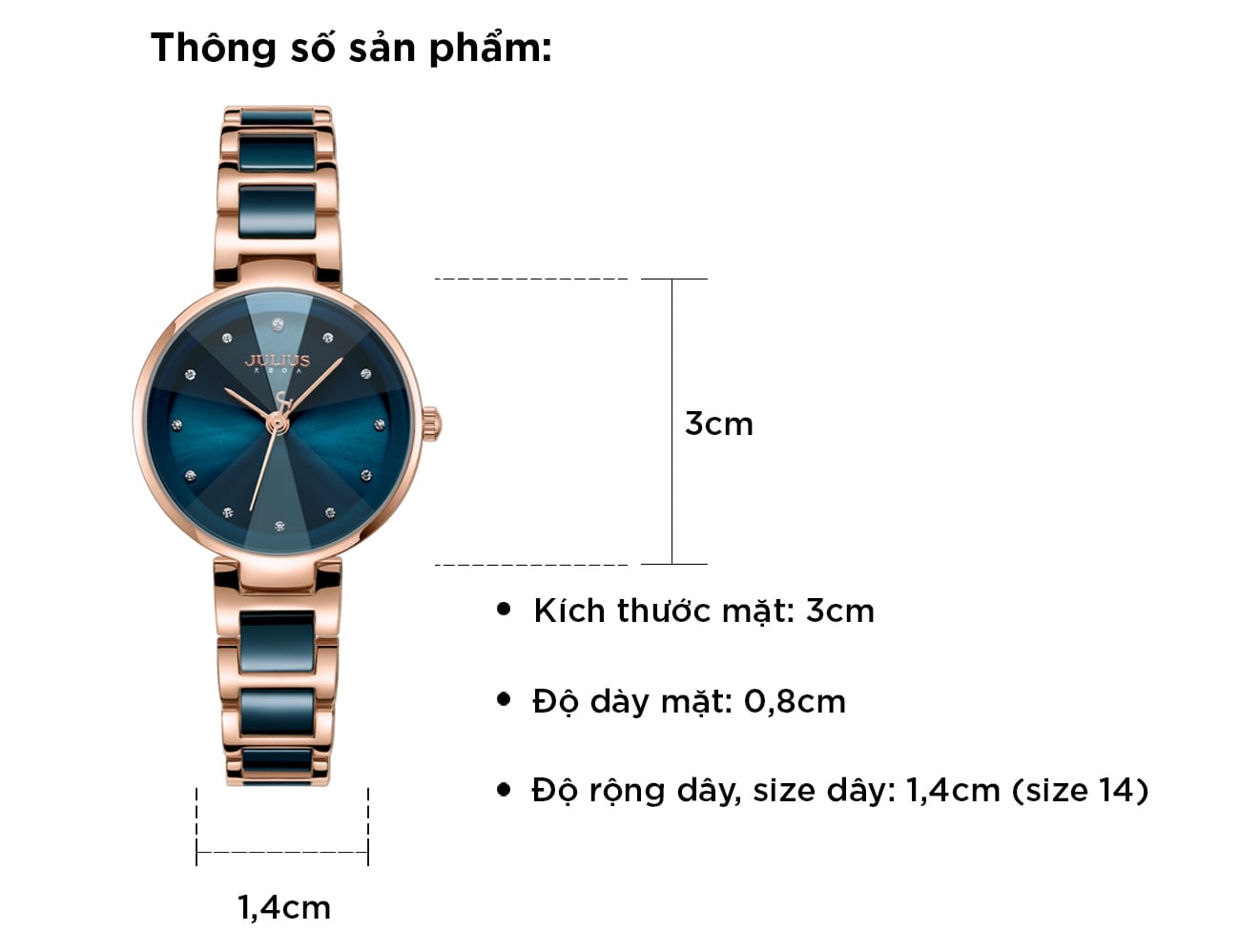 Combo Phụ Kiện Đồng Hồ Nữ JA-1209C +Lắc Nơ ESME ES214