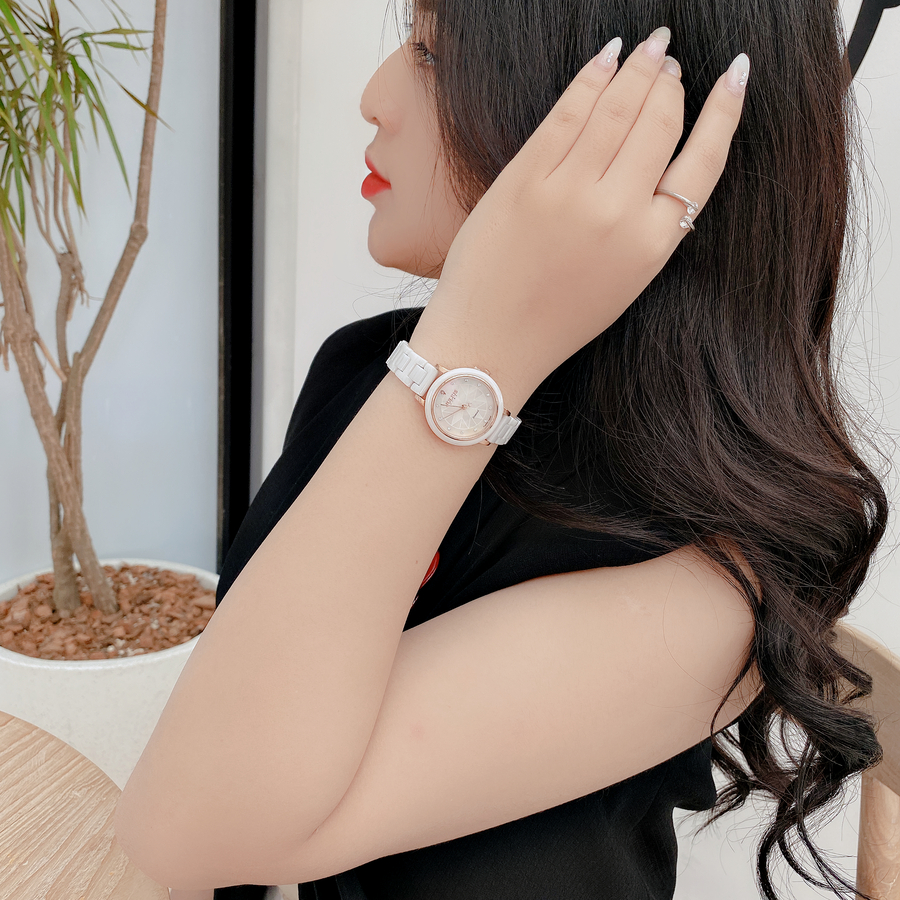 Đồng Hồ Nữ JS-062A Julius Star đá Ceramic (Trắng)