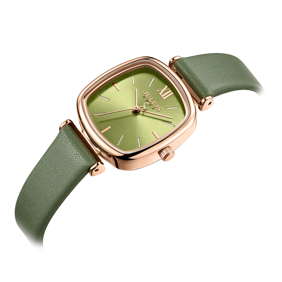 Đồng Hồ Nữ JA-1342B Julius Hàn Quốc Dây Da (Xanh)