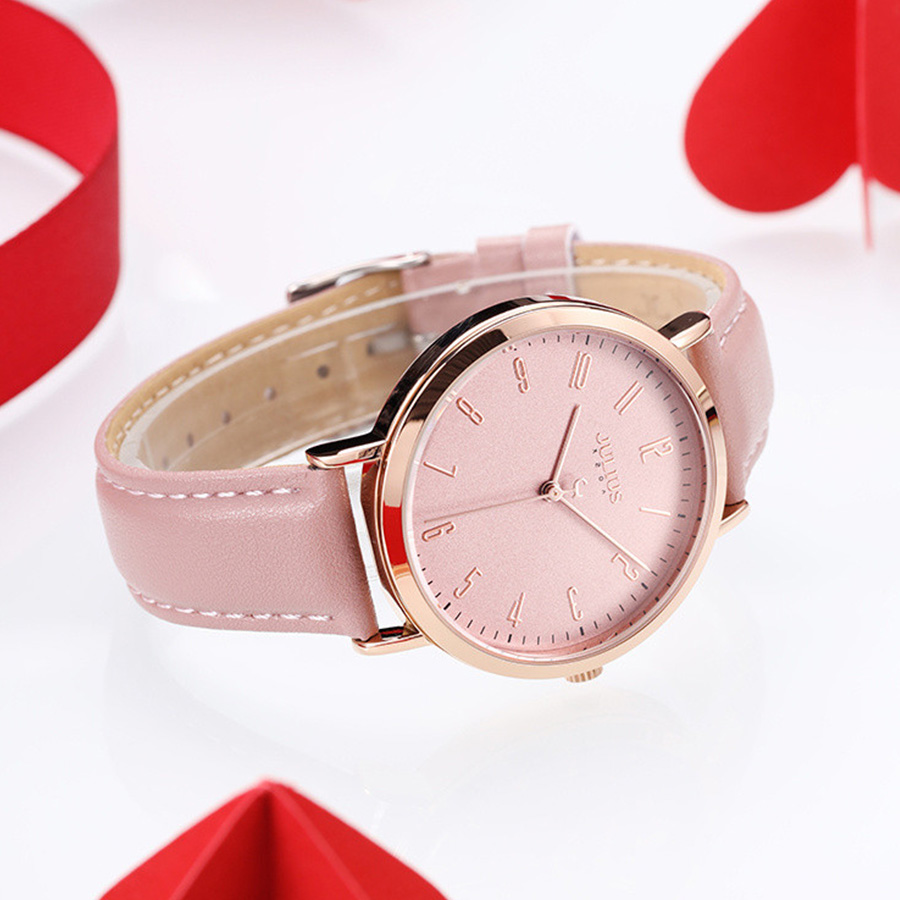 Đồng Hồ Nữ JA-1017D Julius Hàn Quốc Dây Da (Hồng)