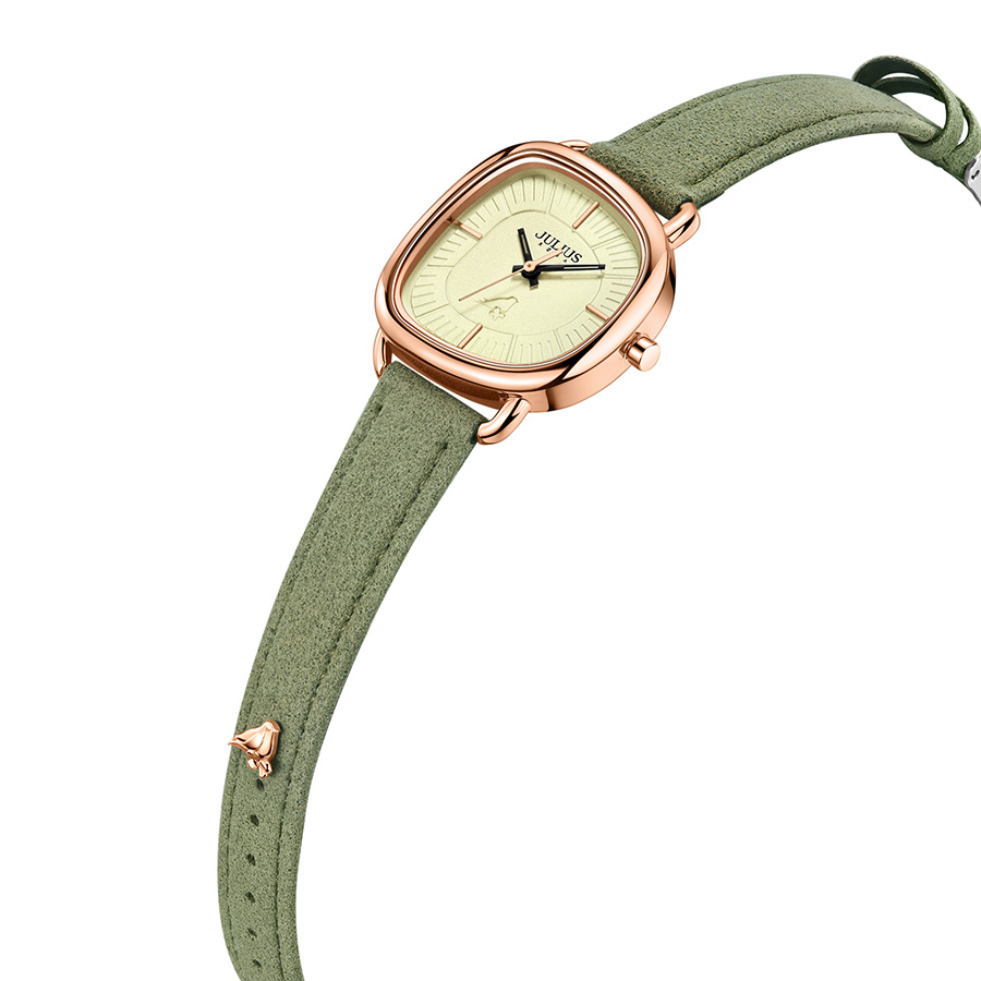 Đồng Hồ Nữ  JA-1436A Julius Hàn Quốc Dây Da (Xanh)