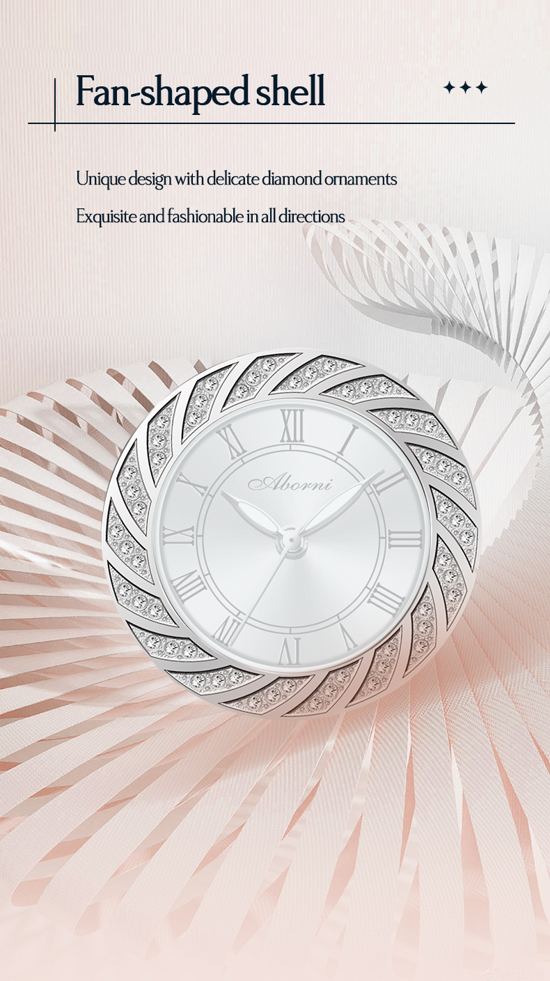 Đồng Hồ Nữ ABORNI YBN-3015 Dây Thép ( Trắng Bạc )