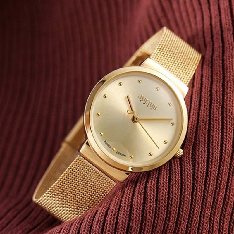 Đồng Hồ Nữ JA-426LA Julius Hàn Quốc Dây Thép (Vàng)