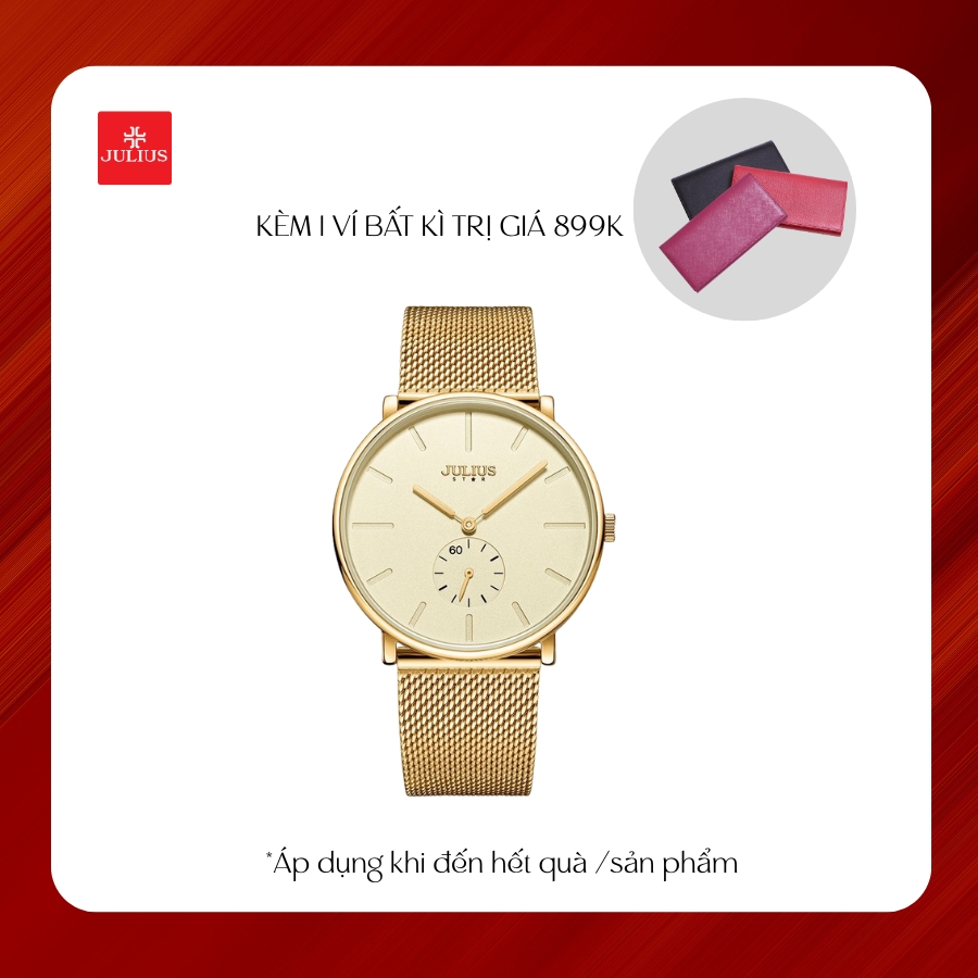 Đồng Hồ Nữ JS-043 Kính Sapphire Julius Hàn Quốc Dây Thép (2 Màu)