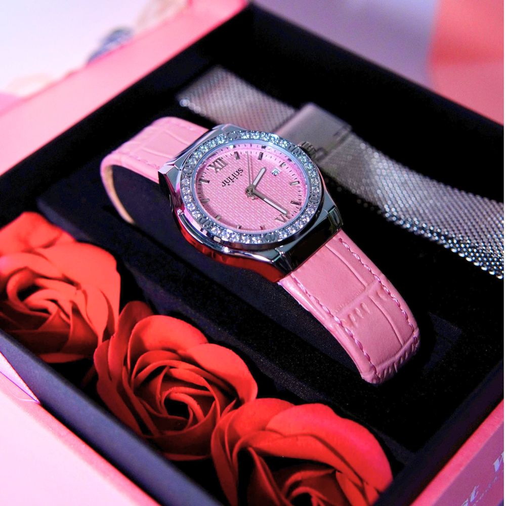 Combo  Đồng Hồ Nữ  Julius JA-1395E + Dây Mesh + Dây Chuyền ESME ES482