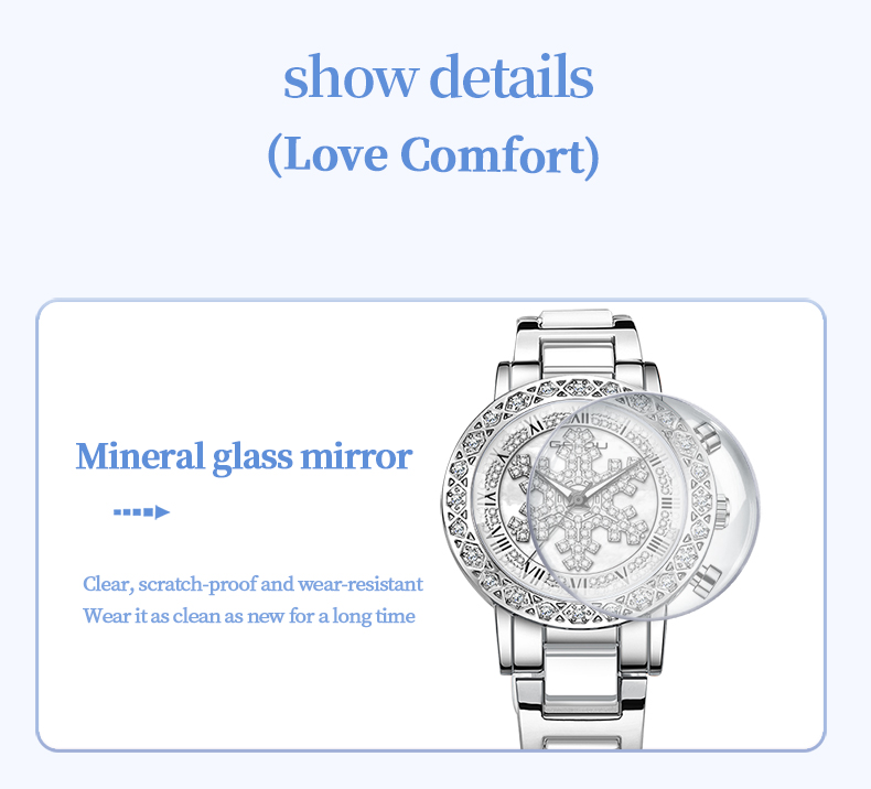 Đồng Hồ Nữ GAIDU KD-3002 Dây Thép (Trắng Bạc)