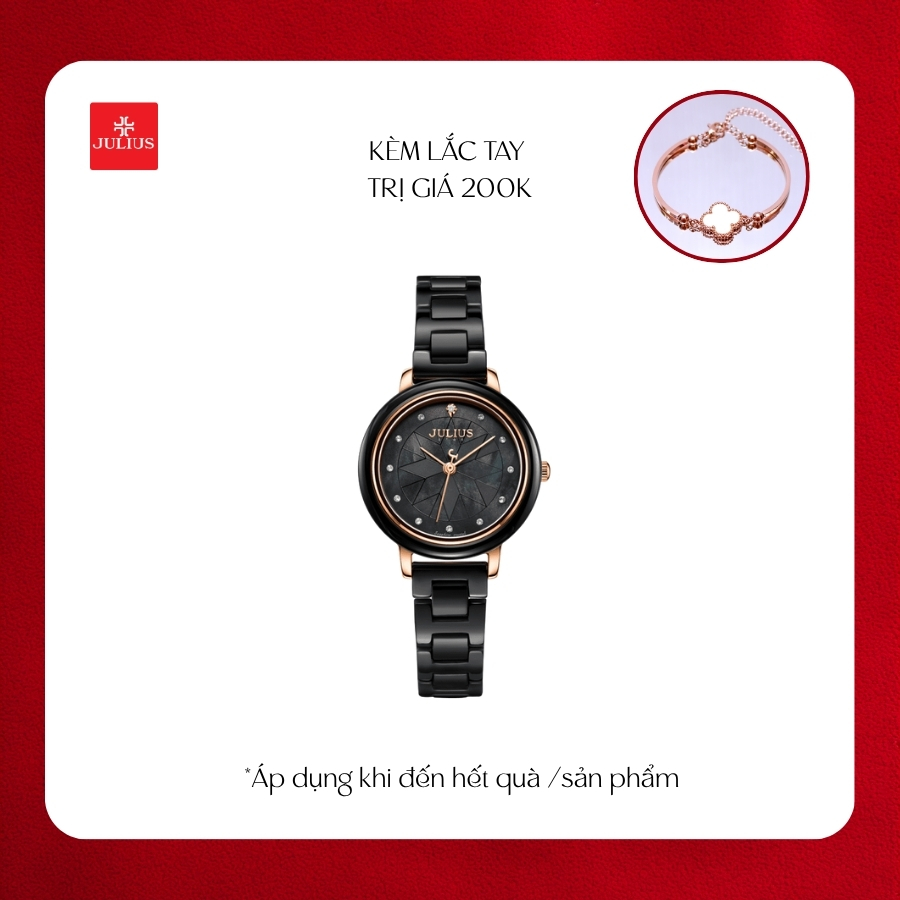 Đồng Hồ Nữ JS-062C Julius Star đá Ceramic (Đen)