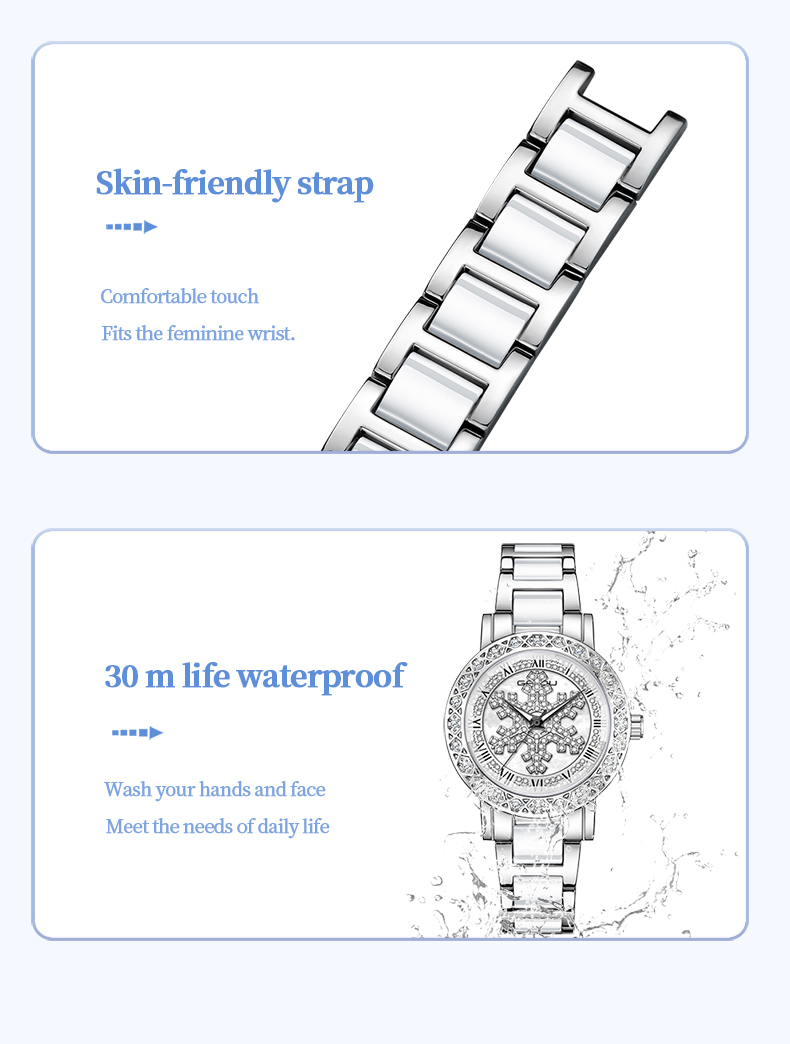 Đồng Hồ Nữ GAIDU KD-3002 Dây Thép (Trắng Bạc)