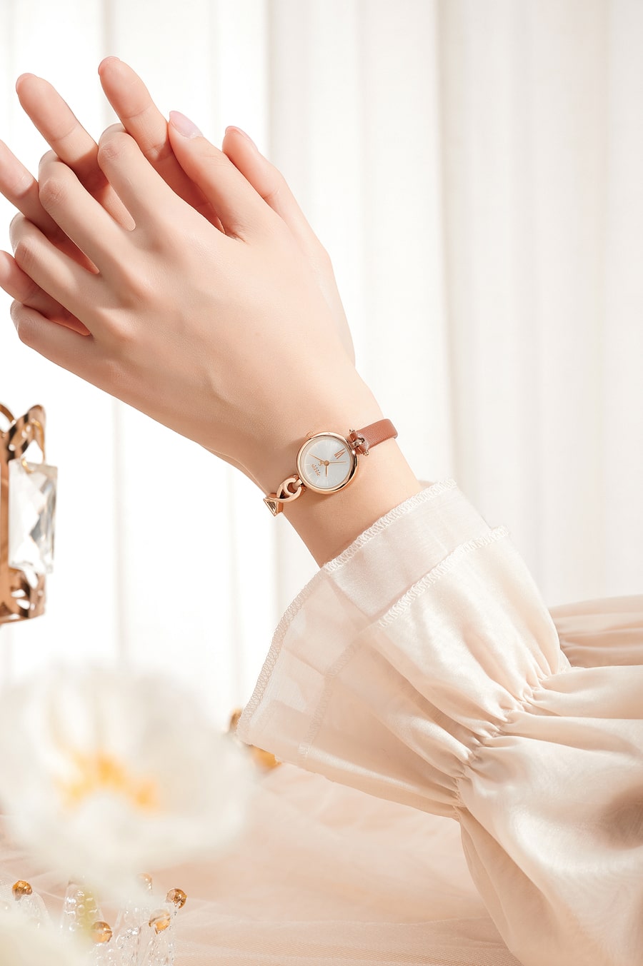 Đồng Hồ Nữ JA-1351B Julius Hàn Quốc Dây Da  (Nâu)