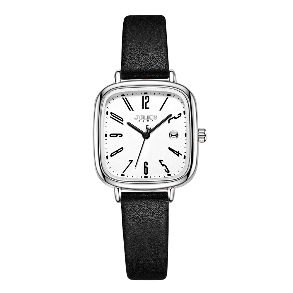 Đồng Hồ Julius JA-1418MA/LA Hàn Quốc Dây Da ( Đen Mặt Trắng)