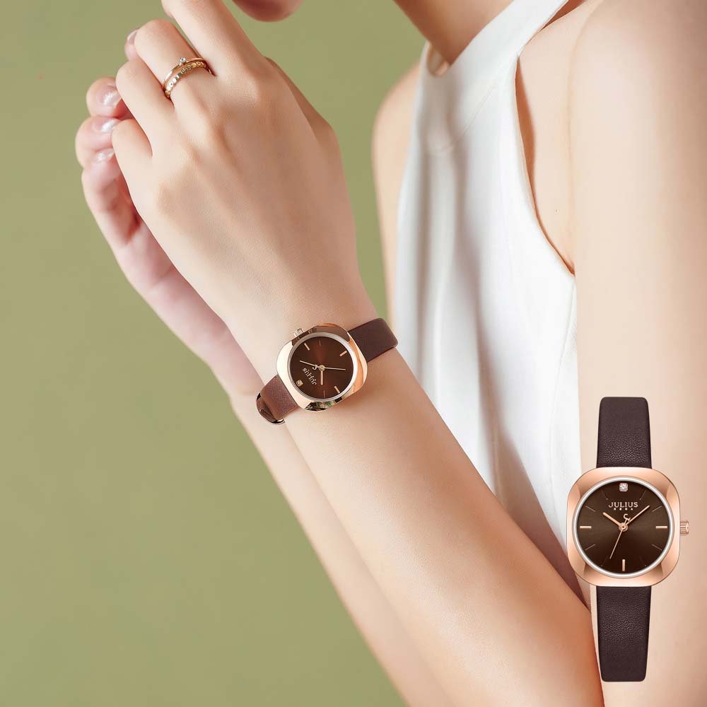 Đồng Hồ Nữ JA-1422 Julius Hàn Quốc Dây Da (3 Màu)