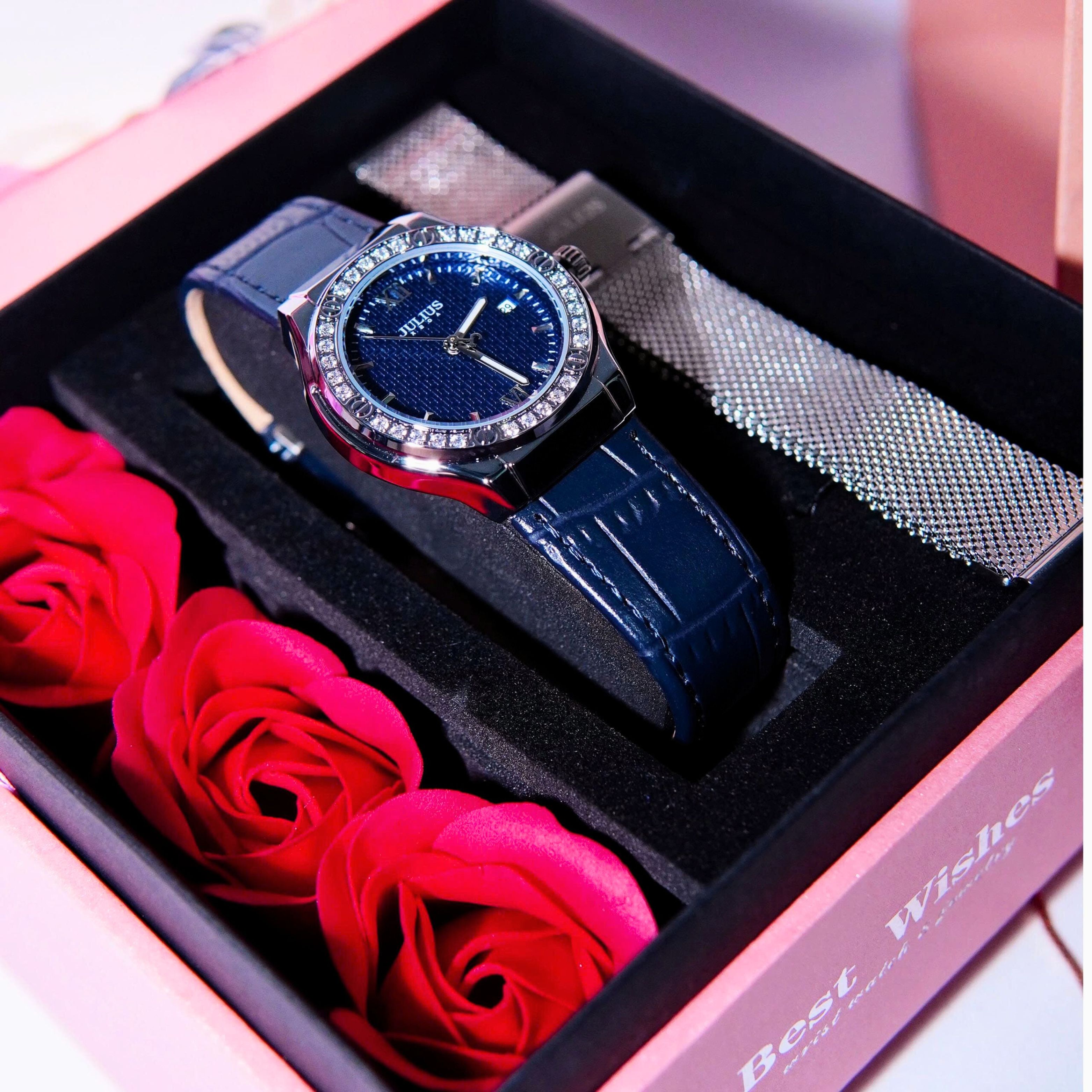 Combo Đồng Hồ Nữ  Julius JA-1395G +Dây Mesh + Dây Chuyển ESME ES482