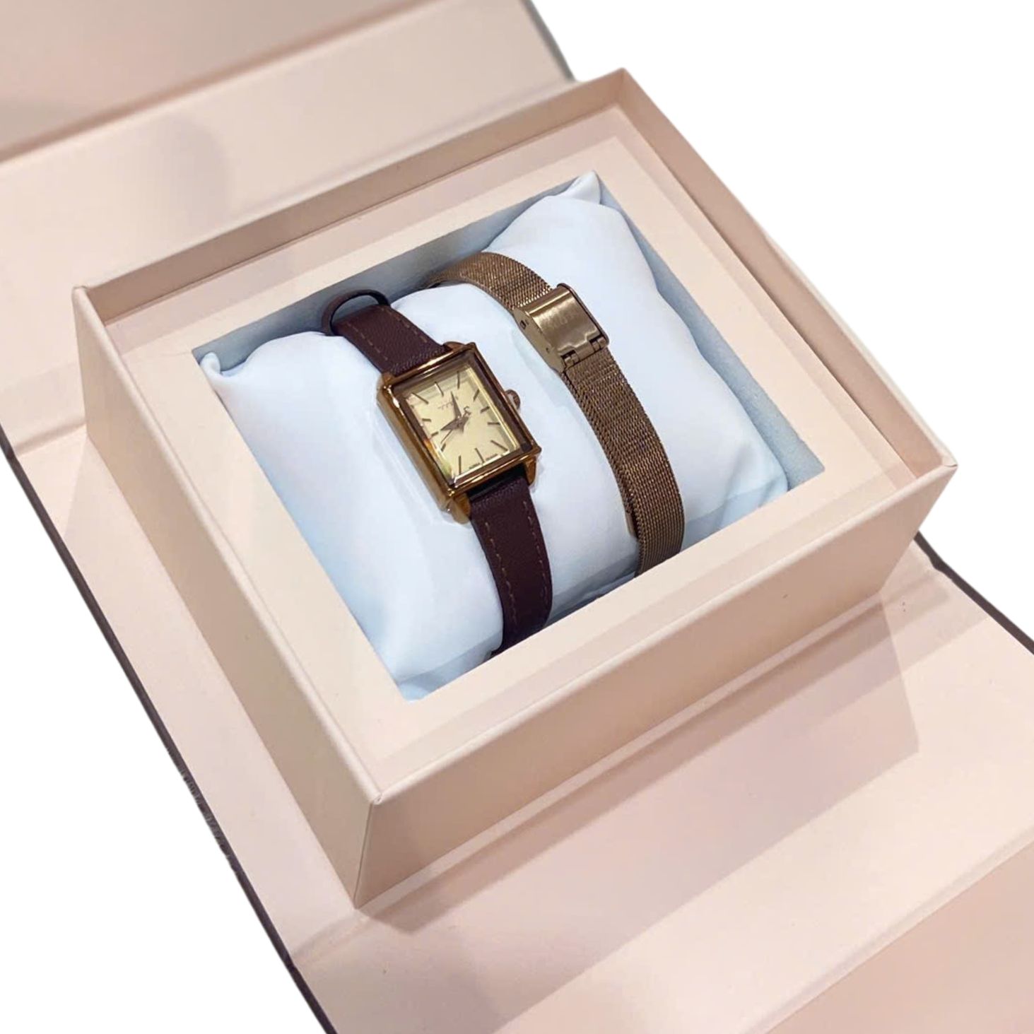 Combo Đồng Hồ Nữ Julius Hàn Quốc Dây Da JA-787E + Dây mesh