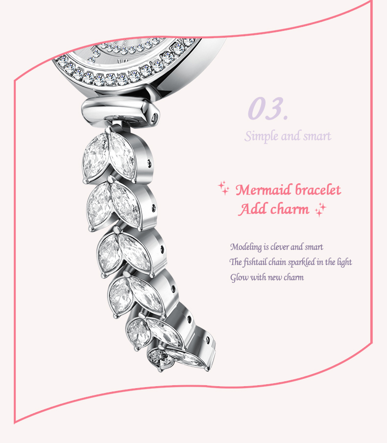 Đồng Hồ Nữ GAIDU KD-2308 Dây Thép (Trắng Bạc)