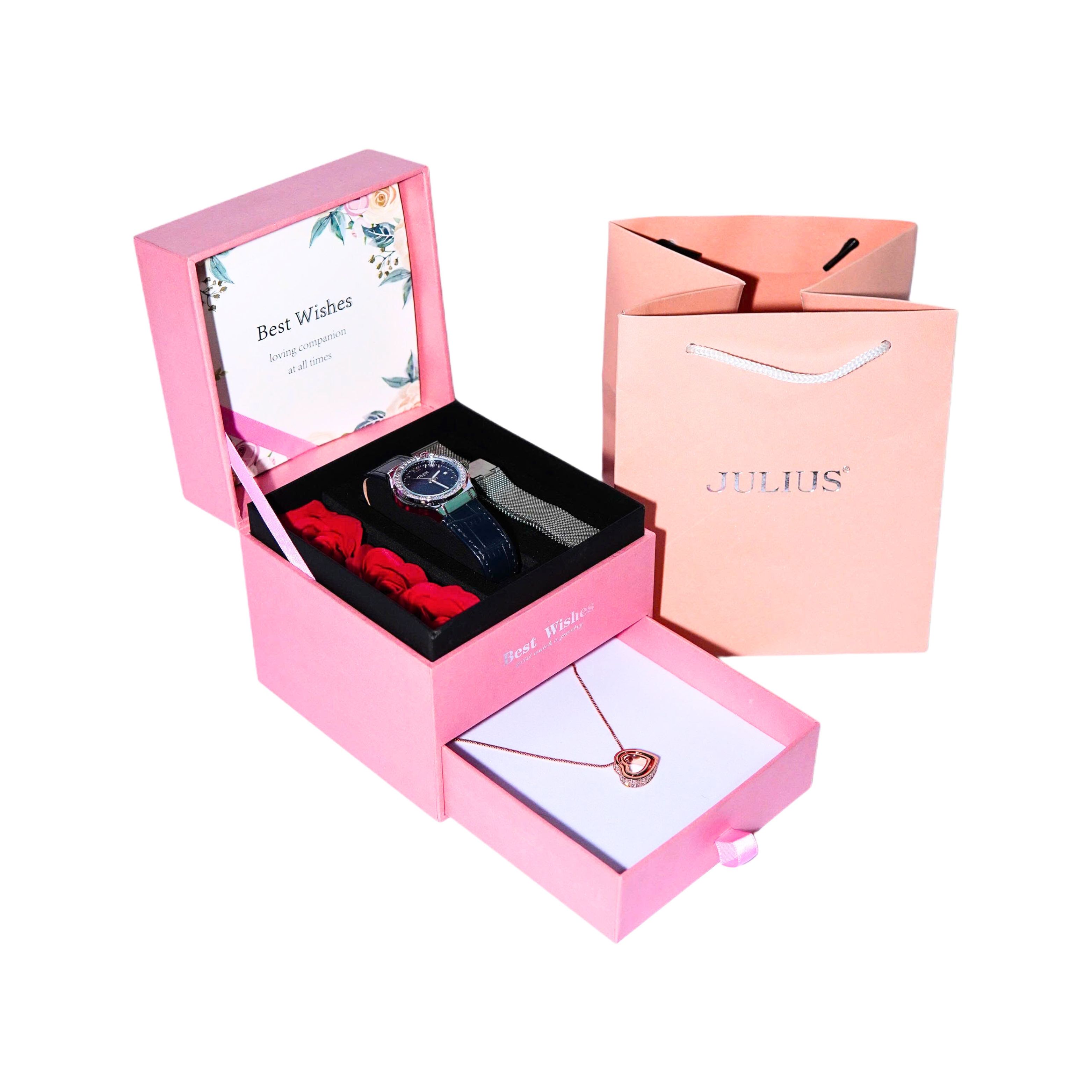 Combo Đồng Hồ Nữ  Julius JA-1395G +Dây Mesh + Dây Chuyển ESME ES482