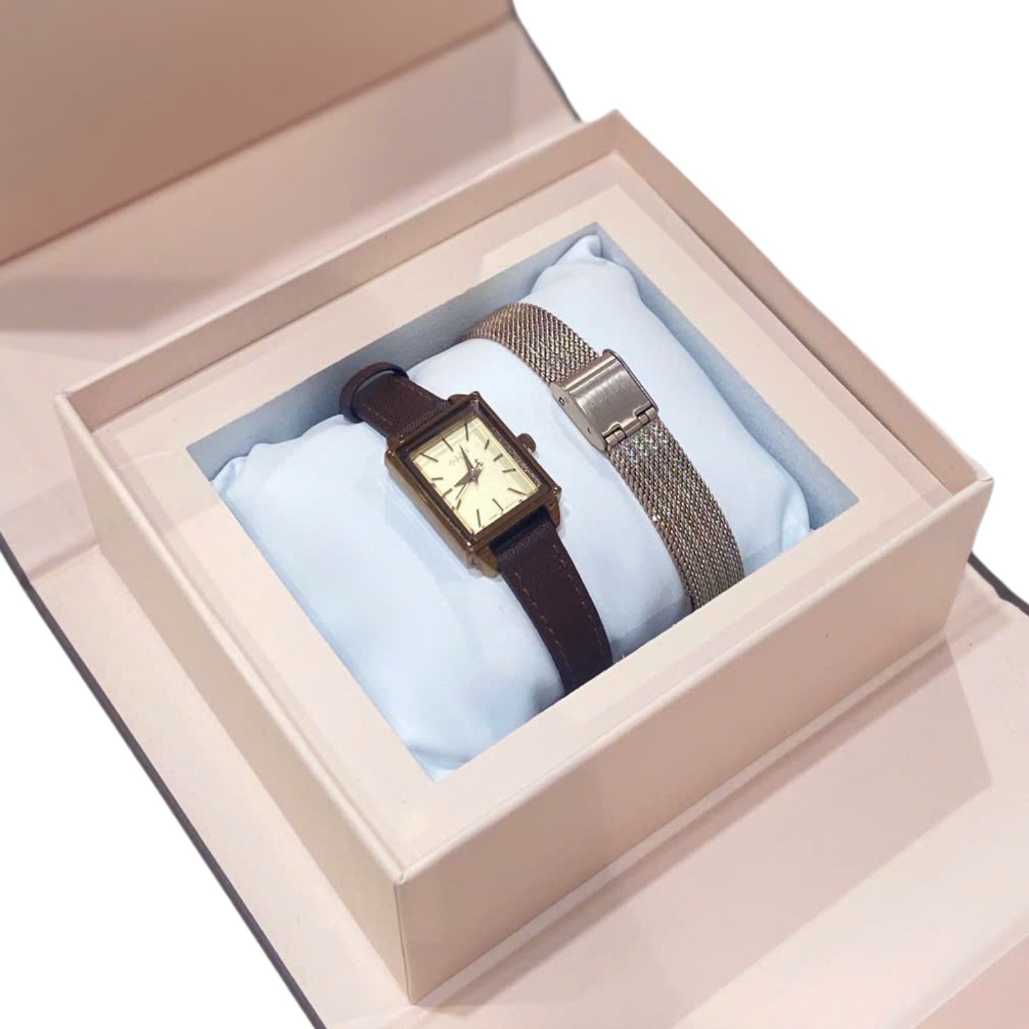 Combo Đồng Hồ Nữ Julius Hàn Quốc Dây Da JA-787E + Dây mesh