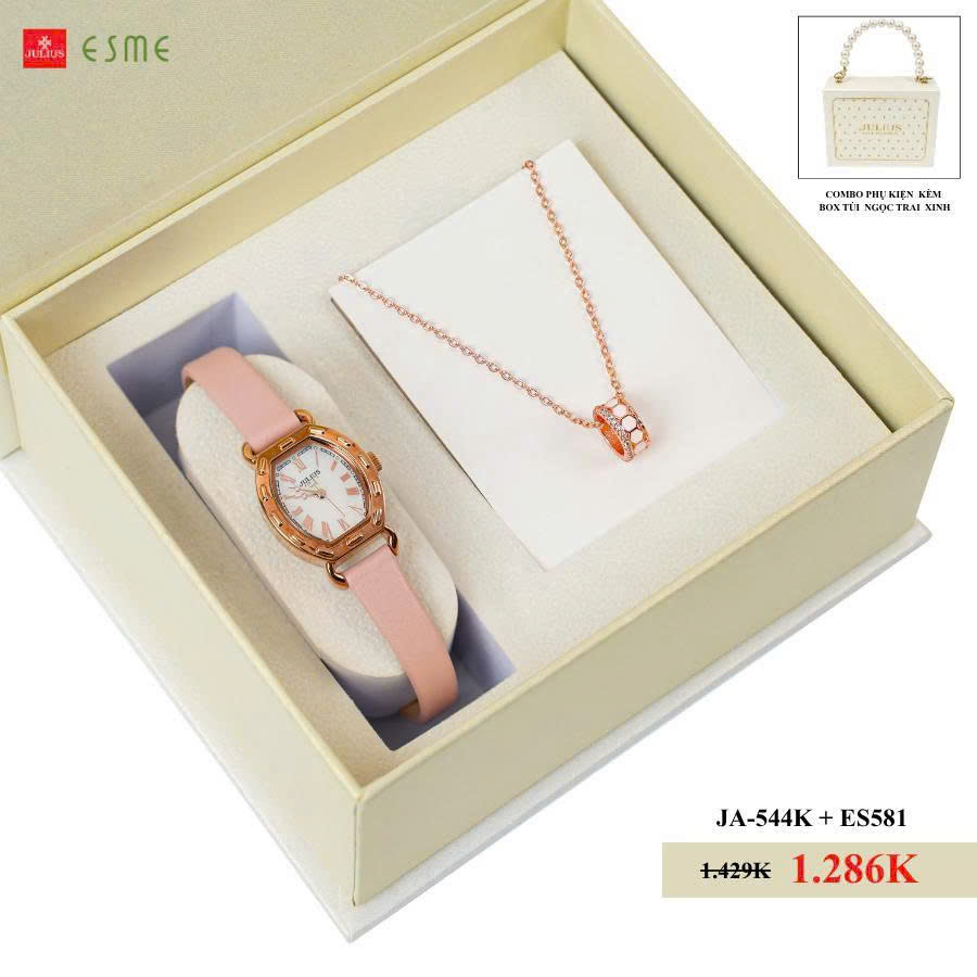 Combo Quà Tặng Đồng Hồ Nữ Julius JA-544K Off + ES581