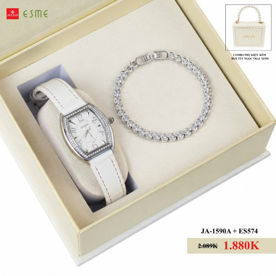 Combo Quà Tặng Đồng Hồ Nữ Julius JA-1590A + ES588
