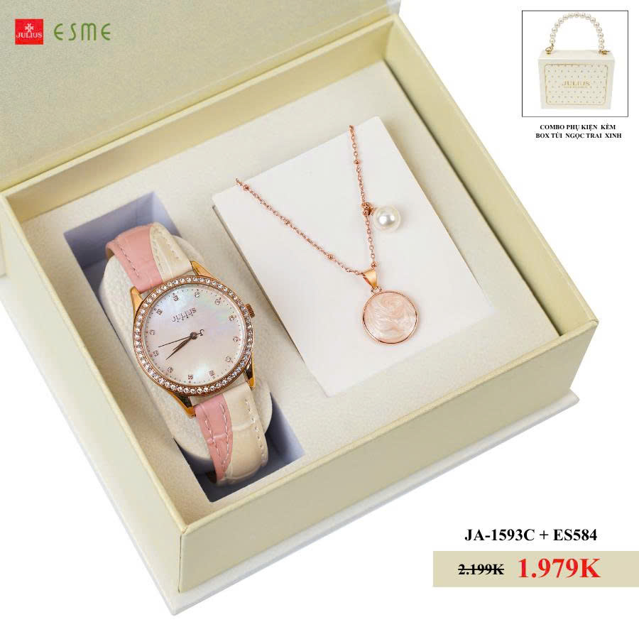 Combo Quà Tặng Đồng Hồ Nữ Julius JA-1593A + ES584