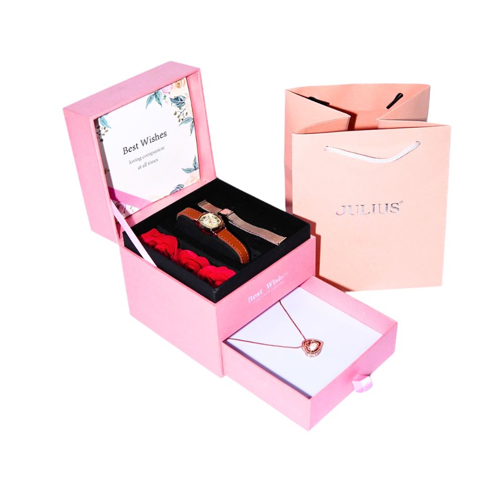 Combo Đồng Hồ Julius JA-1446C + Dây Mesh + Dây Chuyển ESME ES482