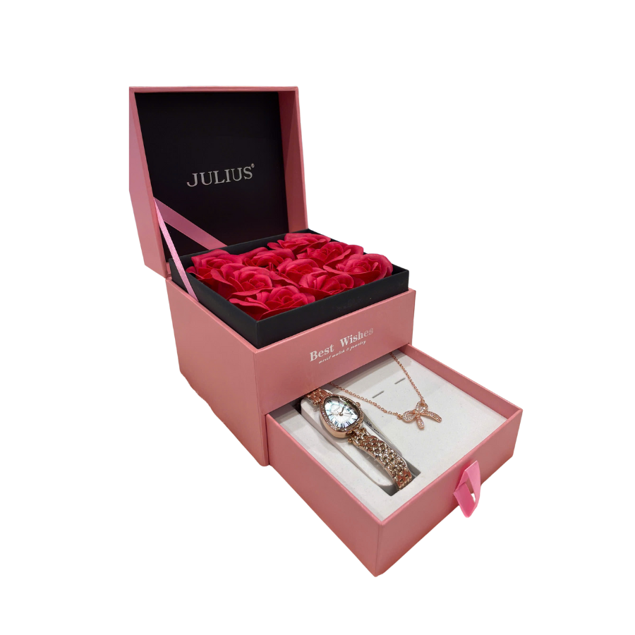 Combo  Đồng Hồ Nữ JA-1526D Julius Hàn Quốc  + Dây Chuyền ES214A