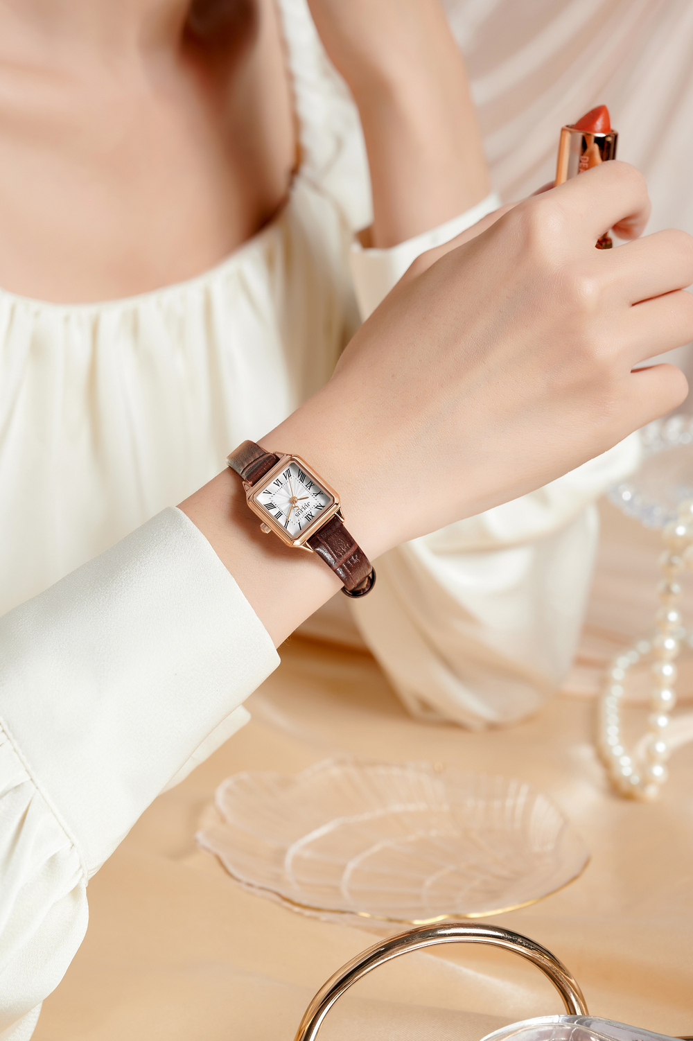 Đồng Hồ Nữ JA-1493B Julius Hàn Quốc Dây Da (Hồng)