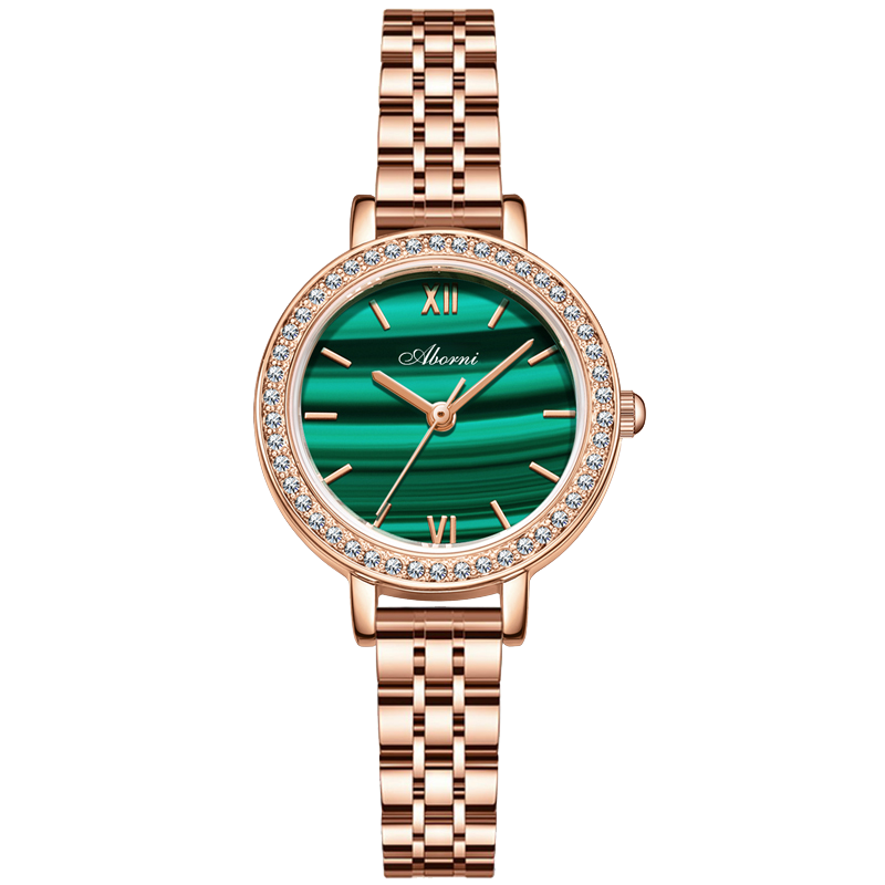 Đồng Hồ Nữ ABORNI YBN-8825 Dây Thép ( Xanh Vàng )