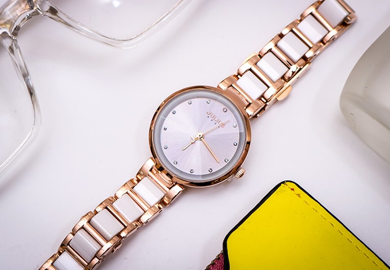 Đồng Hồ Nữ  JA-1209A Julius Hàn Quốc Dây Thép (Hồng Mặt Trắng)