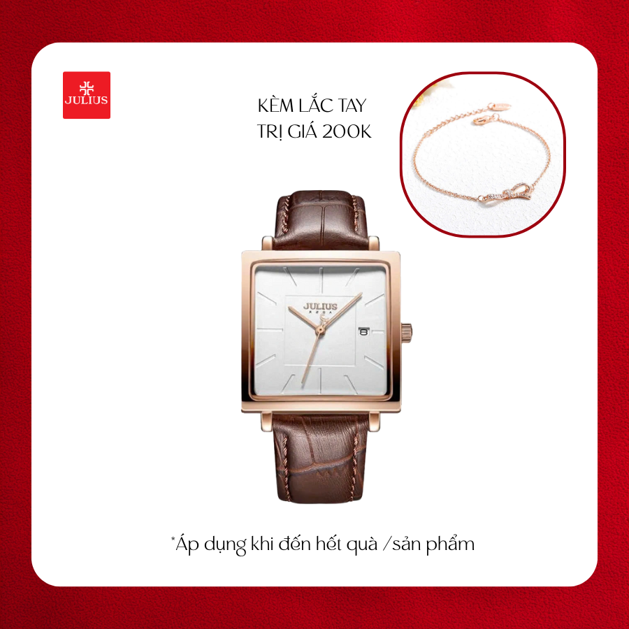 Đồng Hồ Nữ JA-1207B1 Julius Hàn Quốc Dây Da (Nâu )