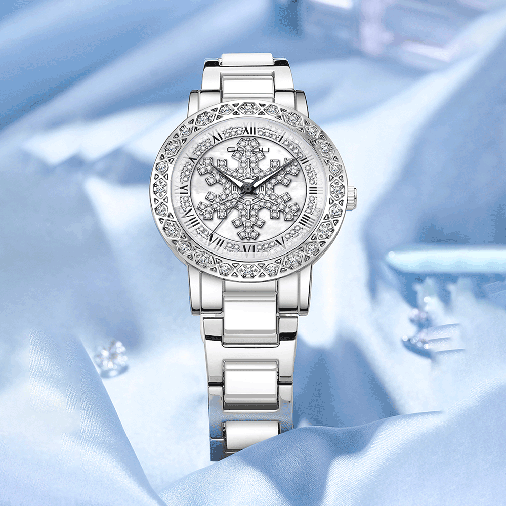 Đồng Hồ Nữ GAIDU KD-3002 Dây Thép (Trắng Bạc)