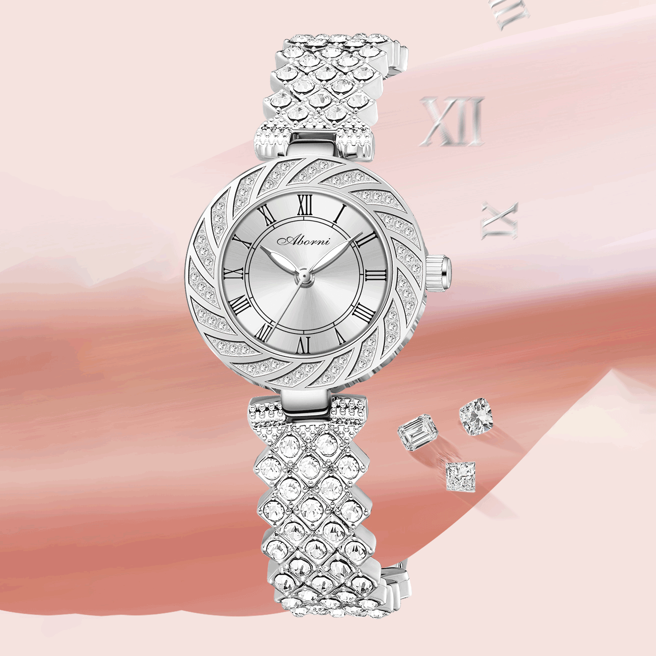 Đồng Hồ Nữ ABORNI YBN-3015 Dây Thép ( Trắng Bạc )