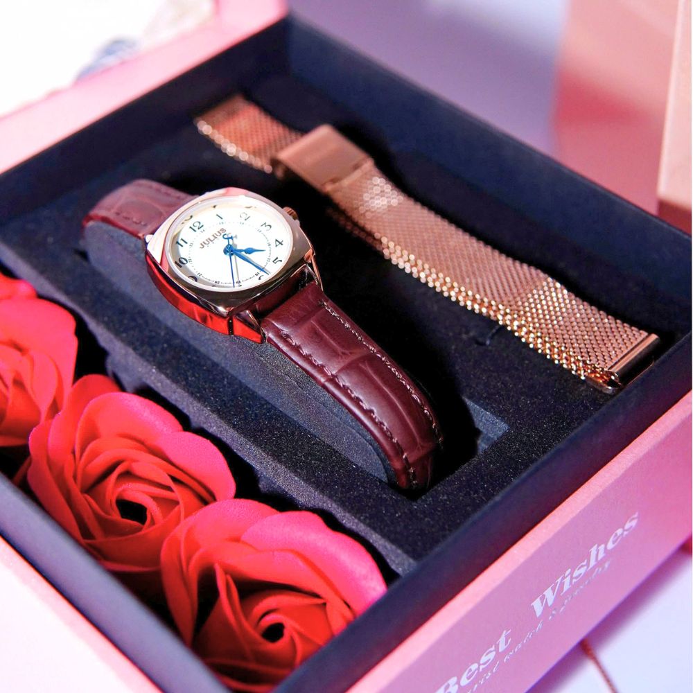 Combo  Đồng Hồ Nữ JA-1475B Julius + Dây Mesh + Dây Chuyền ES482