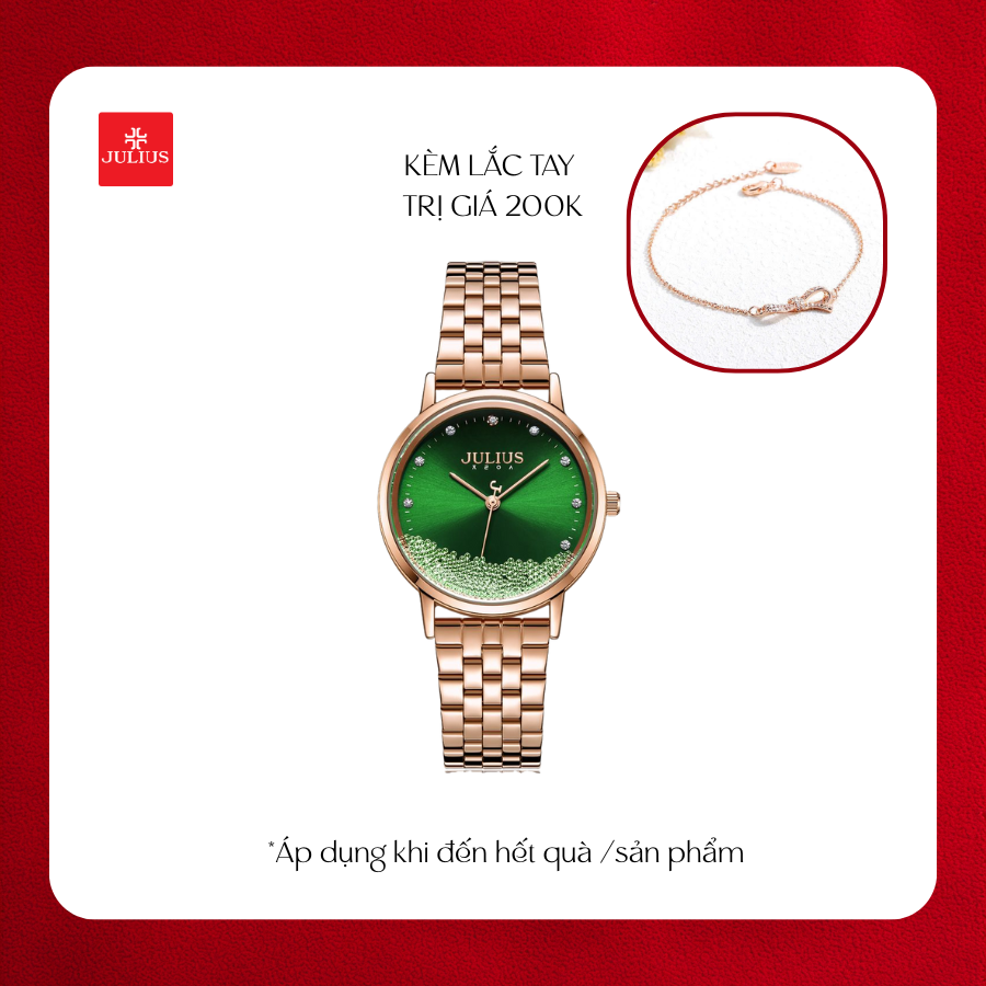 Đồng Hồ Nữ JA-1283B Julius Hàn Quốc Dây Thép (Xanh)