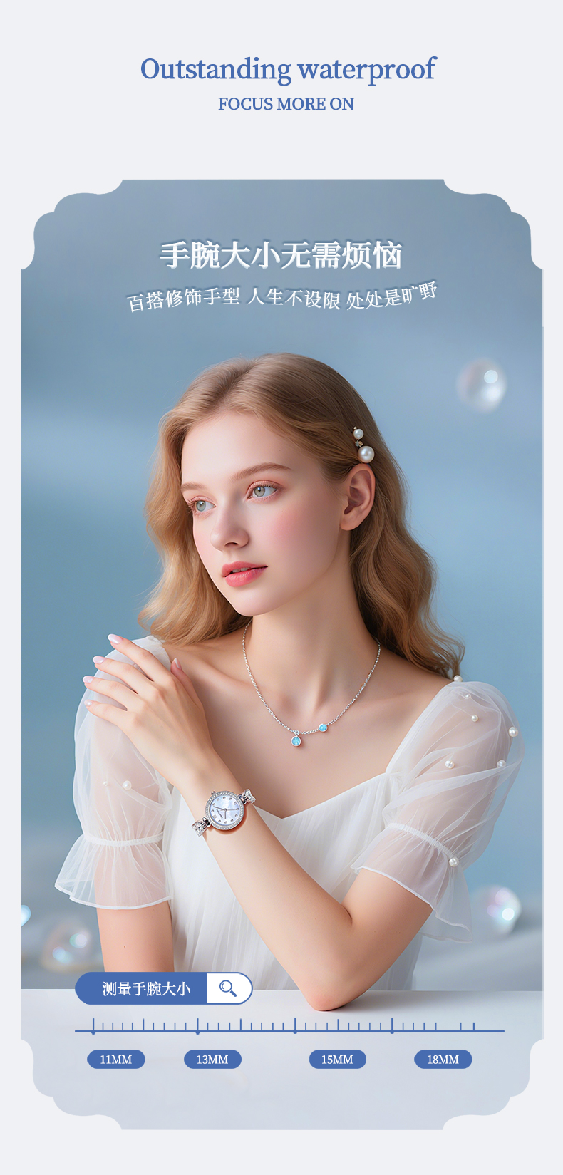 Đồng Hồ Nữ CK CK-8681 Dây Thép ( Xanh Xà Cừ )