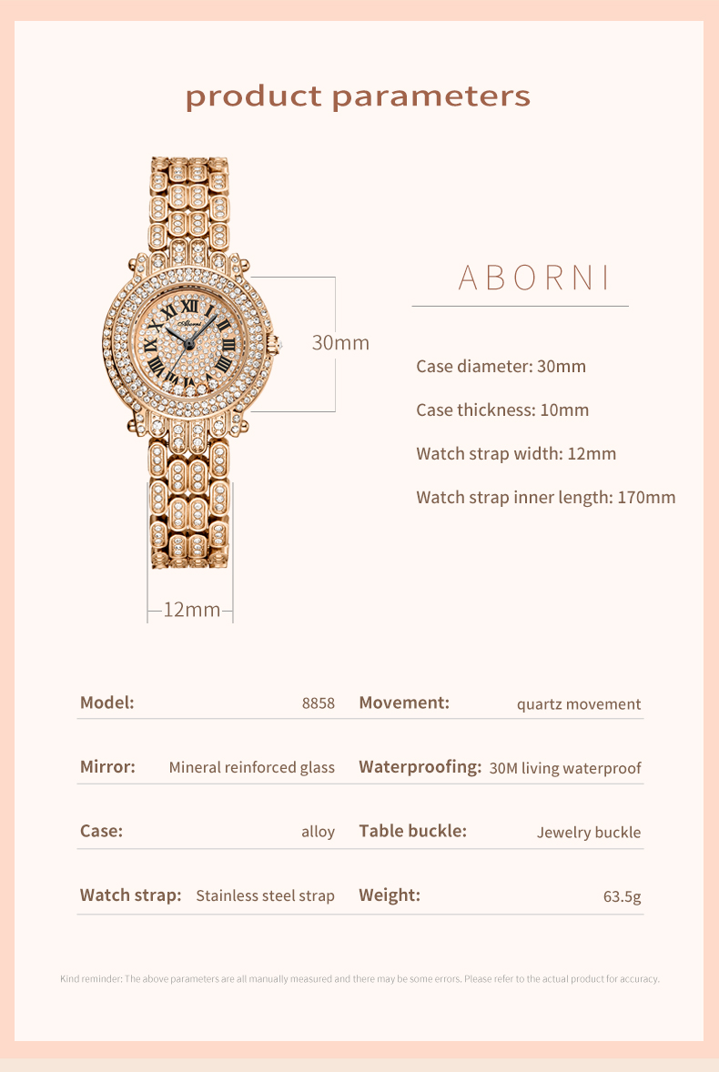 Đồng Hồ Nữ ABORNI YBN-8858 ( 2 MÀU )