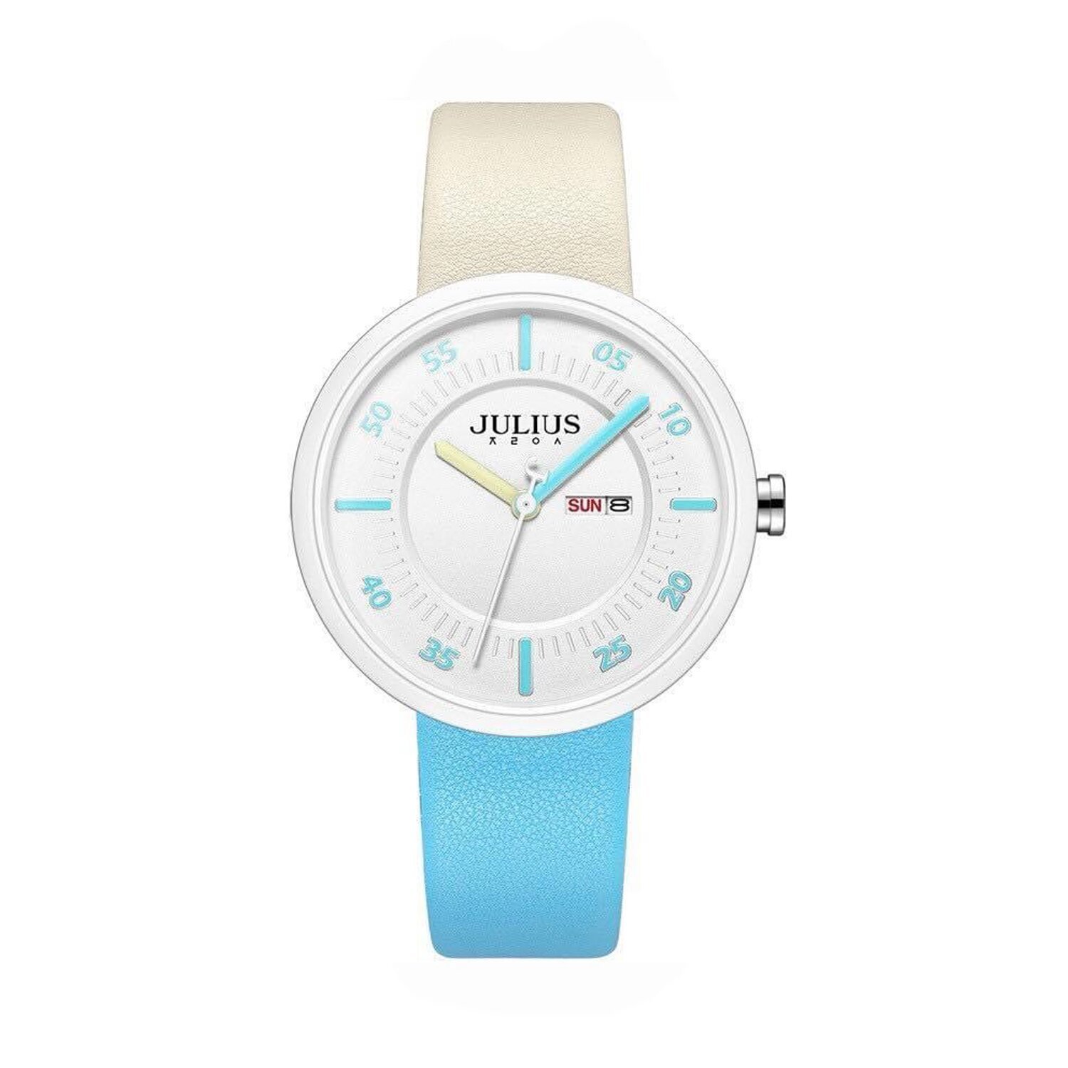 Đồng Hồ Nữ JA-1492B Julius Hàn Quốc Dây Da (Trắng Vàng)