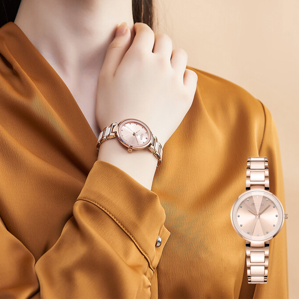 Đồng Hồ Nữ  JA-1209B Julius Hàn Quốc Dây Thép (Vàng Hồng)