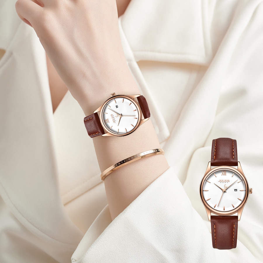 Combo Quà Tặng Đồng Hồ Nữ JA-1309LC Kèm Dây Mesh + Lắc Tay JSP078