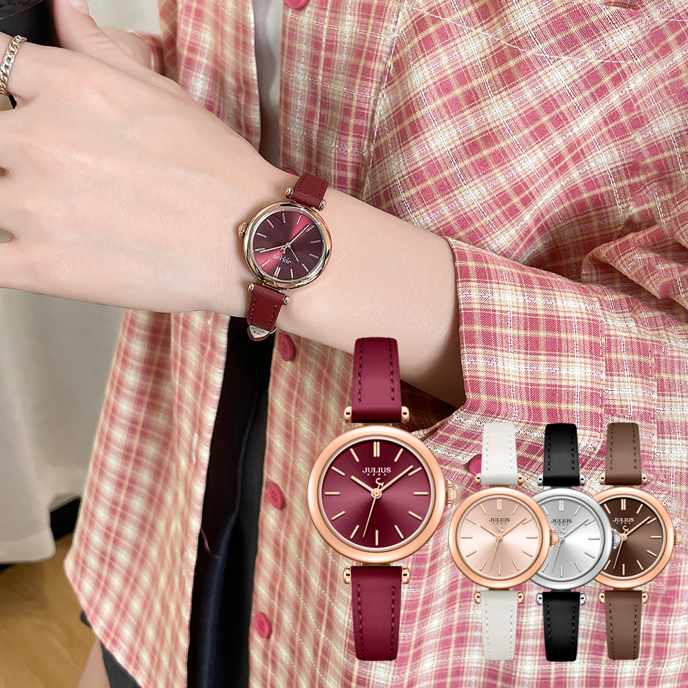Đồng Hồ Nữ JA-1539 Julius Hàn Quốc Dây Da (4 Màu)