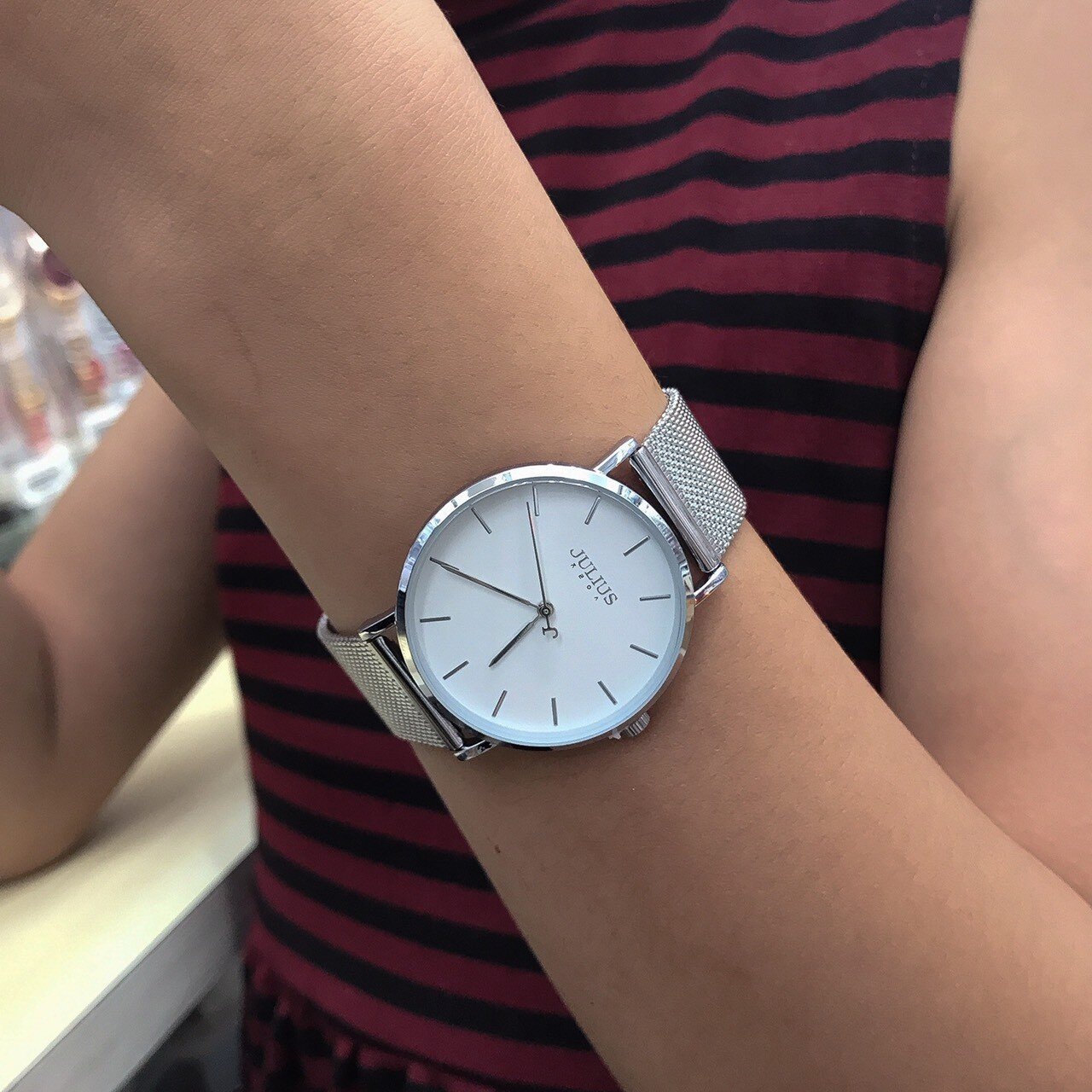 Đồng Hồ Unisex JA-1164MA Julius Hàn Quốc Dây Thép (Bạc)