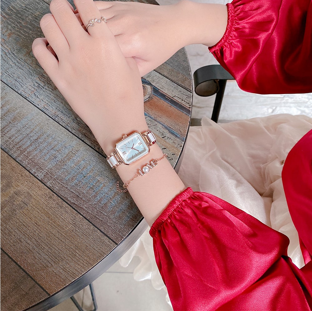 Đồng Hồ Nữ JA-1273 Julius Hàn Quốc Dây Đá ceramic (4 Màu)