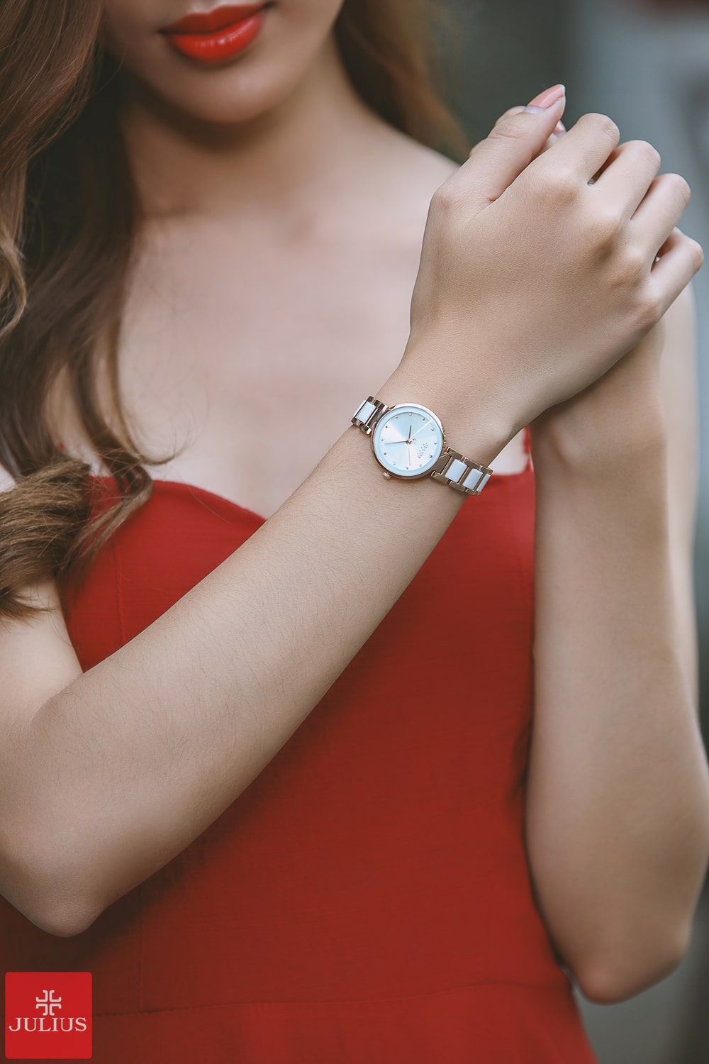 Đồng Hồ Nữ  JA-1209A Julius Hàn Quốc Dây Thép (Hồng Mặt Trắng)