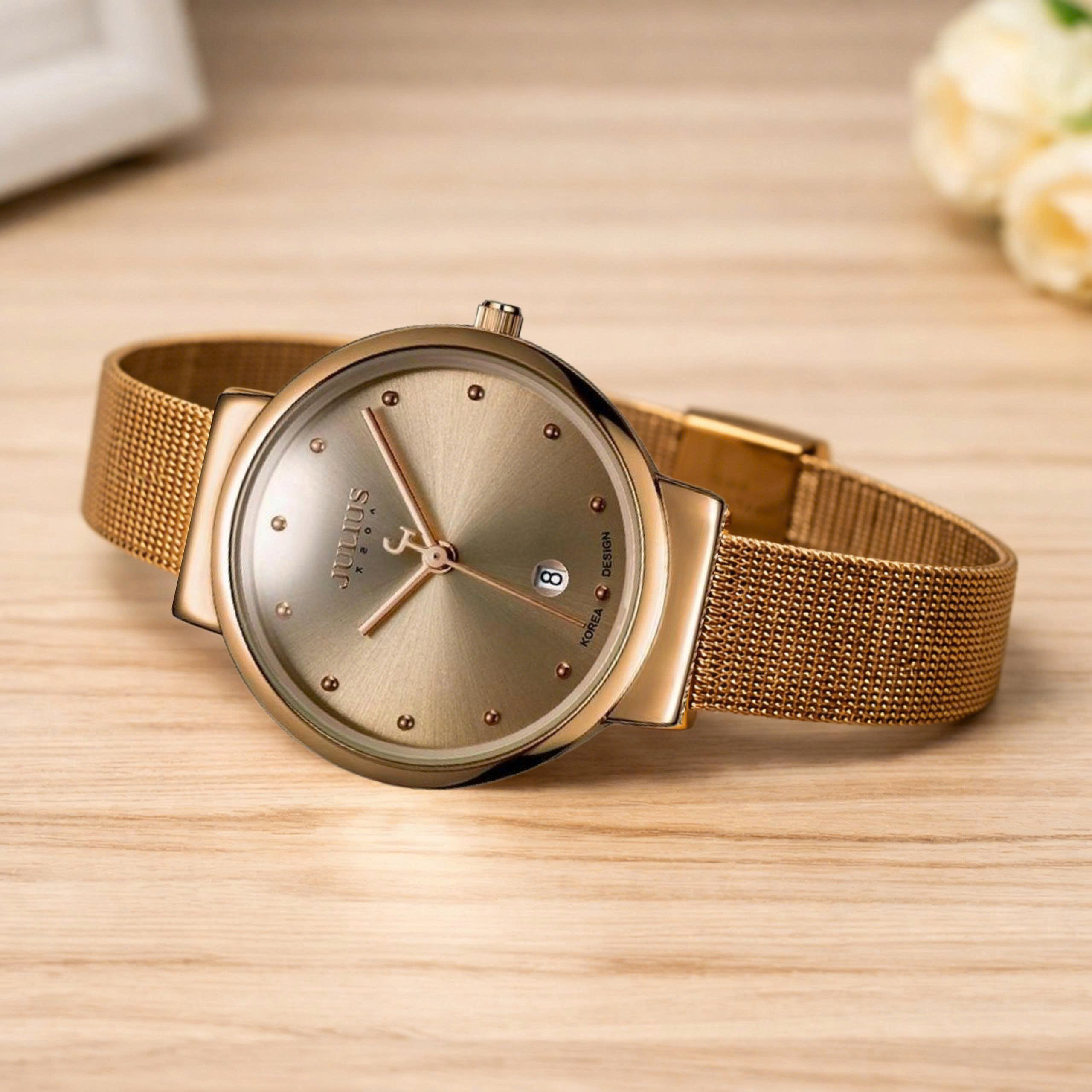 Đồng Hồ Nữ JA-426MC Julius Hàn Quốc Dây Thép (Nâu)