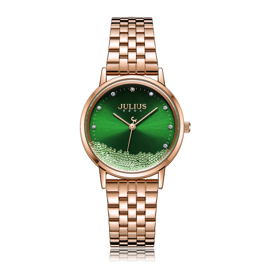 Đồng Hồ Nữ JA-1283 Julius Hàn Quốc Dây Thép (Xanh)